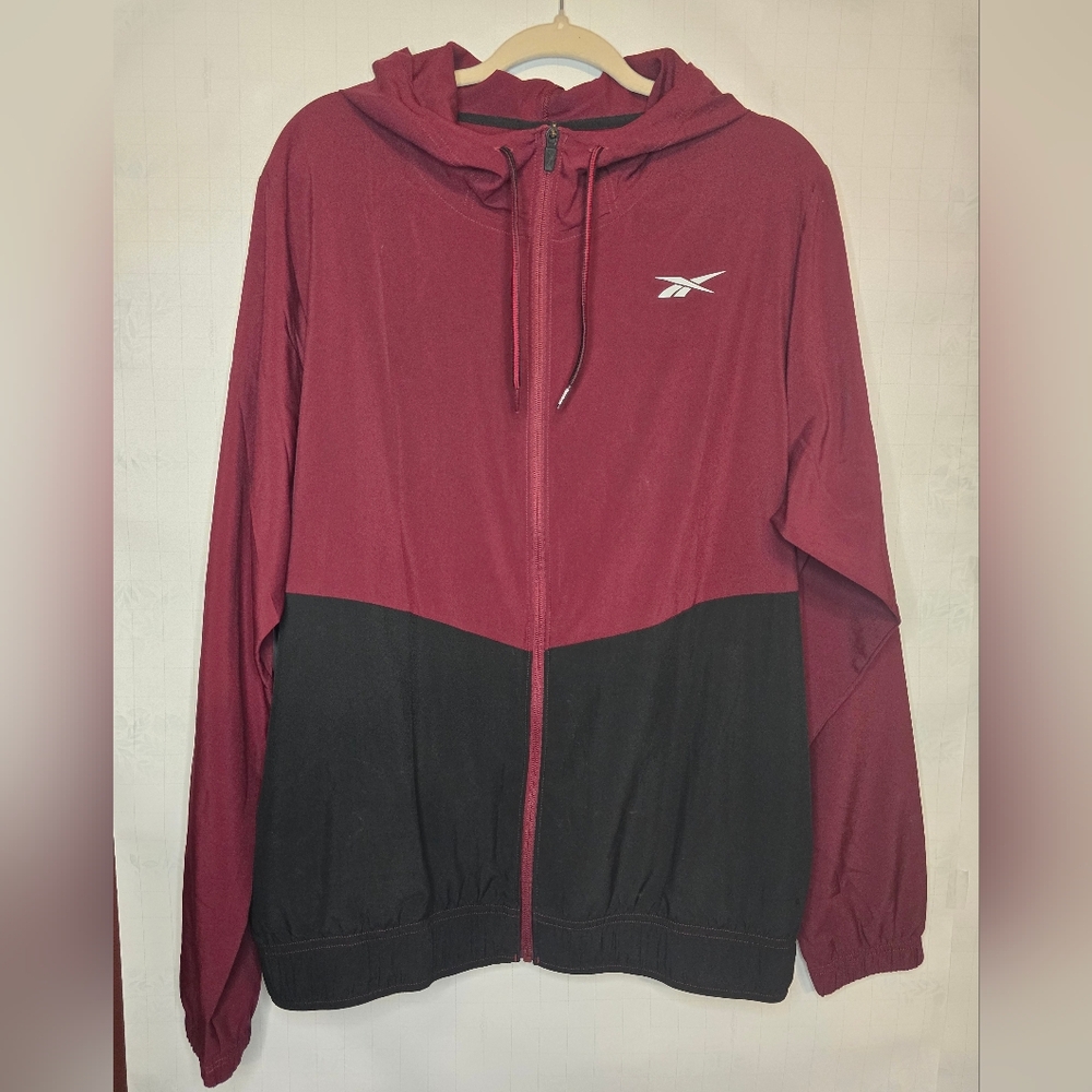 Reebok Burgundy and Black Hooded Jacket